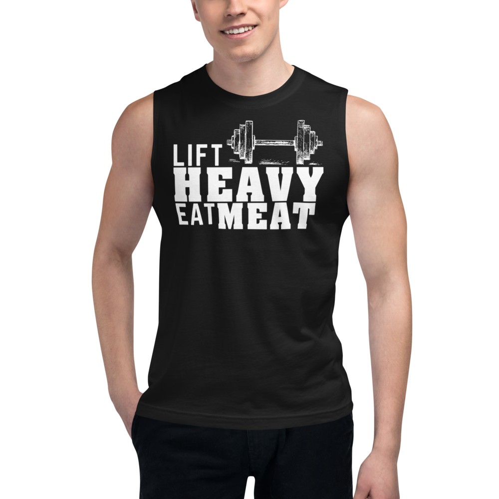 Lift Heavy Eat Meat Black Muscle Tee