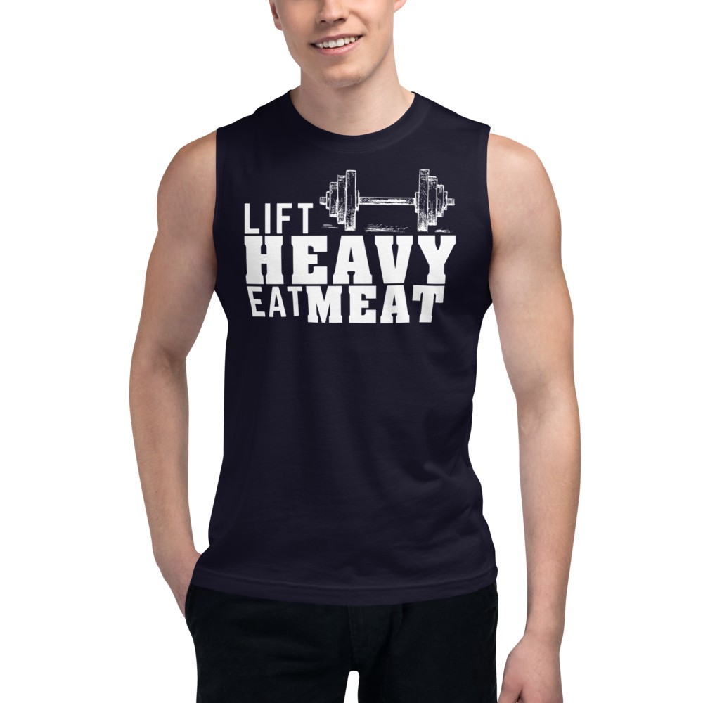 Lift Heavy Eat Meat Navy Muscle Tee